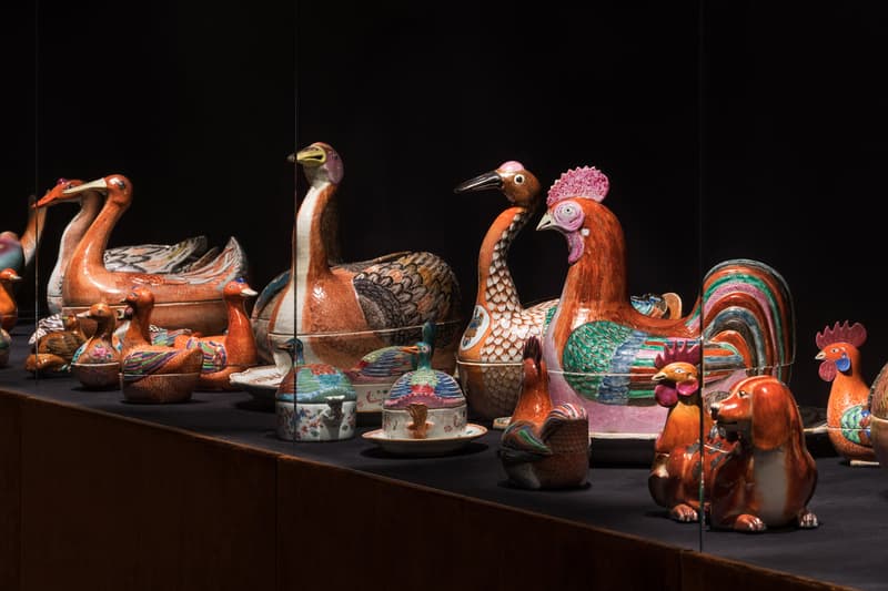 Fondazione Prada "The Porcelain Room" Exhibition Chinese Porcelain Plates Bowls Fish Lettuce Crabs Chickens
