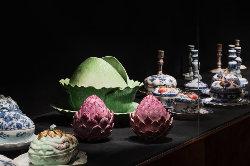 Fondazione Prada "The Porcelain Room" Exhibition Chinese Porcelain Plates Bowls Fish Lettuce Crabs Chickens