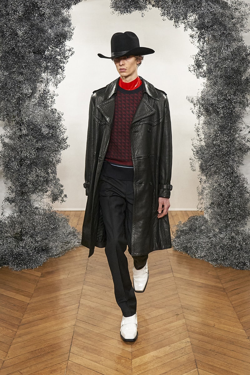 Givenchy FW20 Paris Fashion Week Menswear Show jewelry brooches pins charms los angeles india sweaters tailoring slimline blazers trench coats hardware