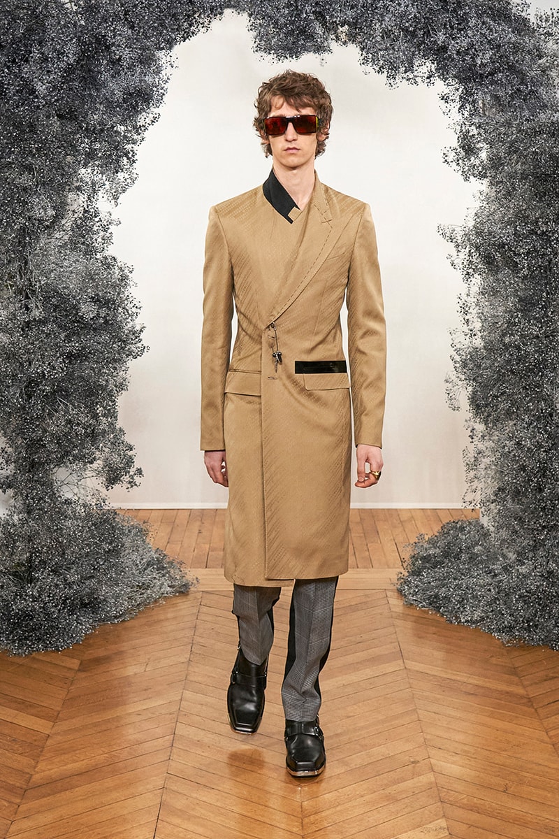 Givenchy FW20 Paris Fashion Week Menswear Show jewelry brooches pins charms los angeles india sweaters tailoring slimline blazers trench coats hardware
