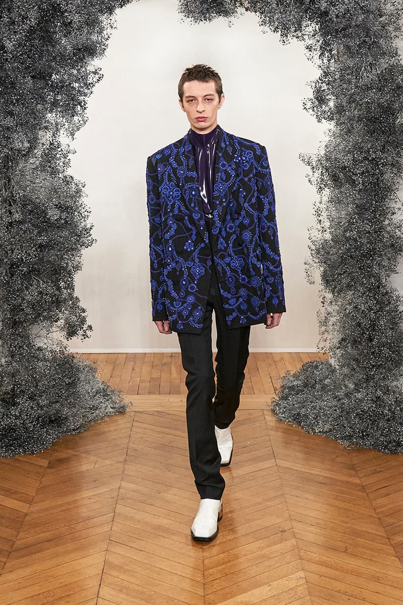 Givenchy FW20 Paris Fashion Week Menswear Show jewelry brooches pins charms los angeles india sweaters tailoring slimline blazers trench coats hardware