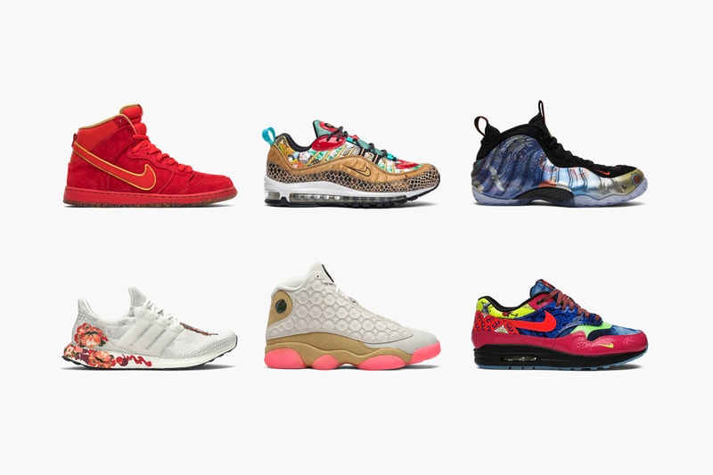 GOAT Rounds Up Chinese New Year-Inspired Sneakers Air Jordan 13 Retro 'Chinese New Year' UltraBoost OG 'Chinese New Year'  Air Max 98 'Chinese New Year'  UltraBoost 2020 'Chinese New Year'  Dunk Hi Premium SB 'CNY'  Pharrell x Solar Hu Glide ST 'Chinese New Year' UltraBoost 4.0 'Chinese New Year' Air Foamposite One 'CNY' 2018 Air Jordan 34 'Chinese New Year' Air Max 1 Premium EP 'Longevity'