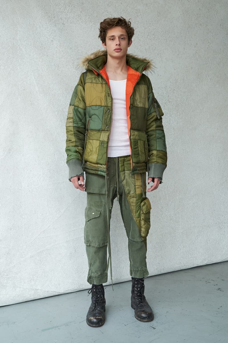 Greg Lauren Fall/Winter 2020 Lookbook Collection SCRAPS SCRAPWORK Jackets Knitwear Trousers Jumpsuits Coats Denim Houndstooth Blankets Tents Shirts Camouflage