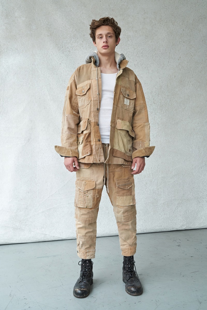 Greg Lauren Fall/Winter 2020 Lookbook Collection SCRAPS SCRAPWORK Jackets Knitwear Trousers Jumpsuits Coats Denim Houndstooth Blankets Tents Shirts Camouflage