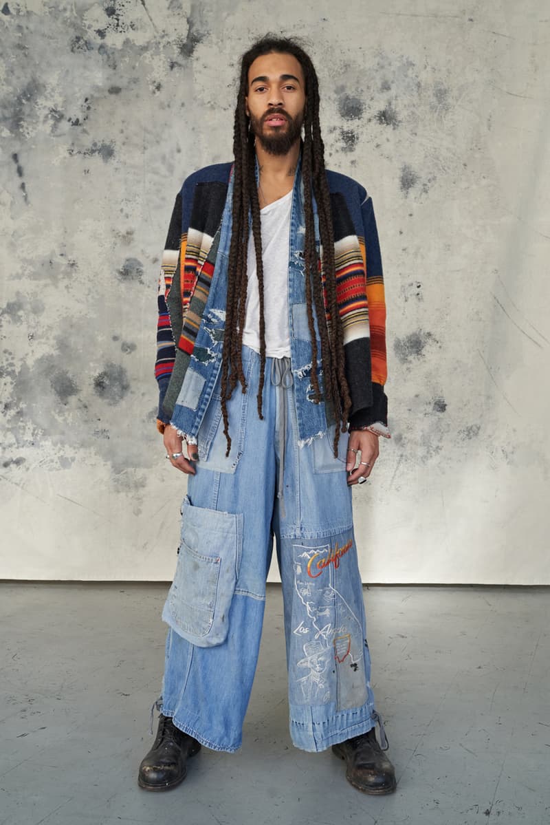 Greg Lauren Fall/Winter 2020 Lookbook Collection SCRAPS SCRAPWORK Jackets Knitwear Trousers Jumpsuits Coats Denim Houndstooth Blankets Tents Shirts Camouflage