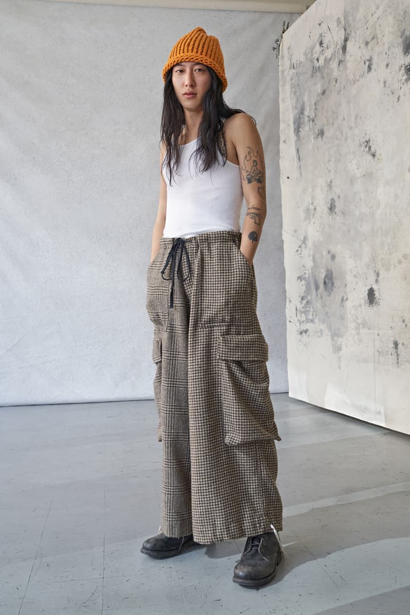 Greg Lauren Fall/Winter 2020 Lookbook Collection SCRAPS SCRAPWORK Jackets Knitwear Trousers Jumpsuits Coats Denim Houndstooth Blankets Tents Shirts Camouflage