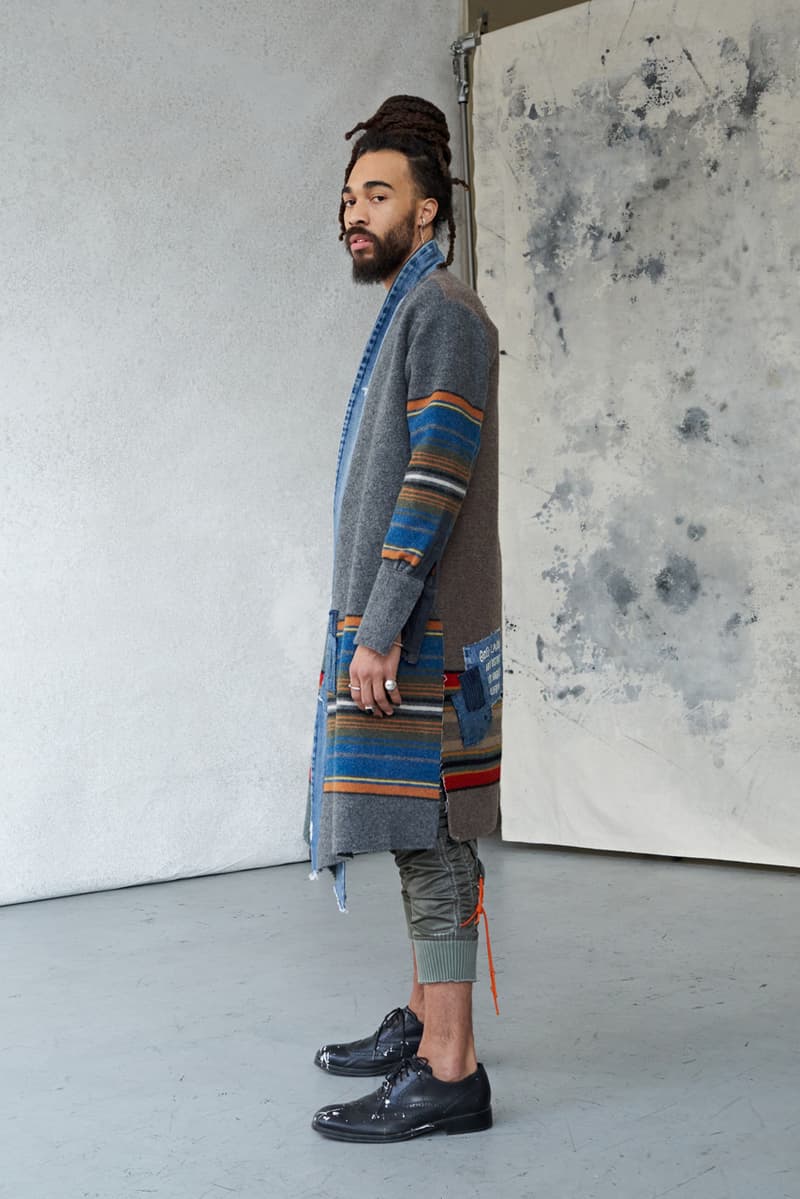 Greg Lauren Fall/Winter 2020 Lookbook Collection SCRAPS SCRAPWORK Jackets Knitwear Trousers Jumpsuits Coats Denim Houndstooth Blankets Tents Shirts Camouflage