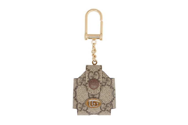 Gucci Beige GG Ophidia AirPods Case Keychain accessories tech apple headphones wireless new years gifts ssense