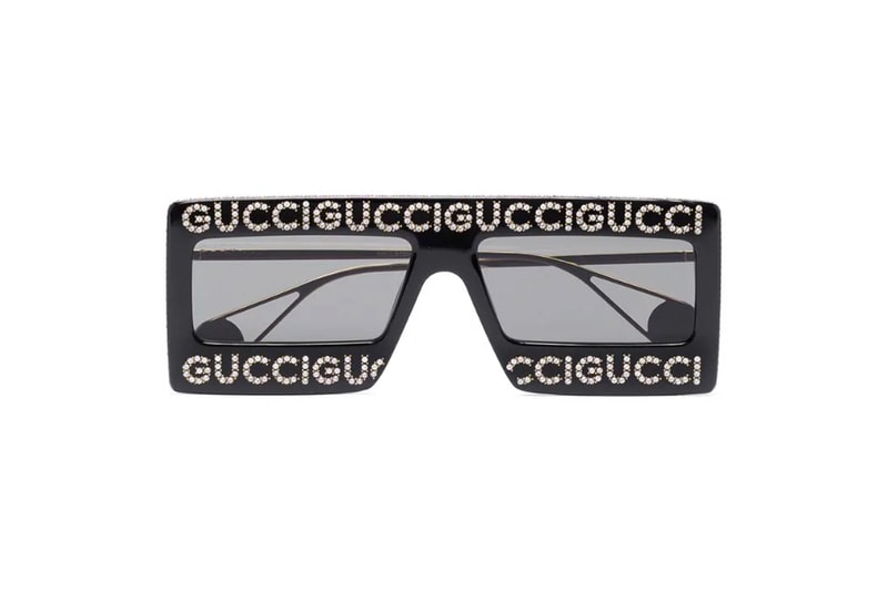 Gucci Black Crystal Logo Sunglasses Release sunglasses eyewear italian Swarovski crystals 