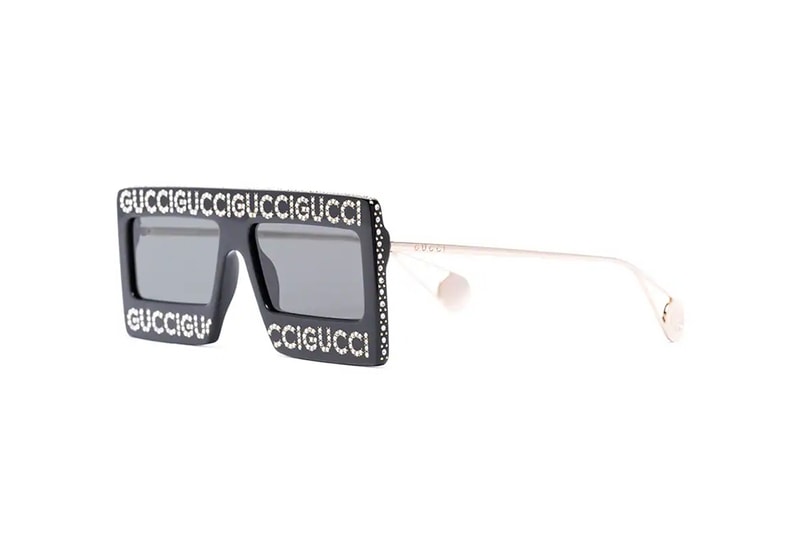 Gucci Black Crystal Logo Sunglasses Release sunglasses eyewear italian Swarovski crystals 