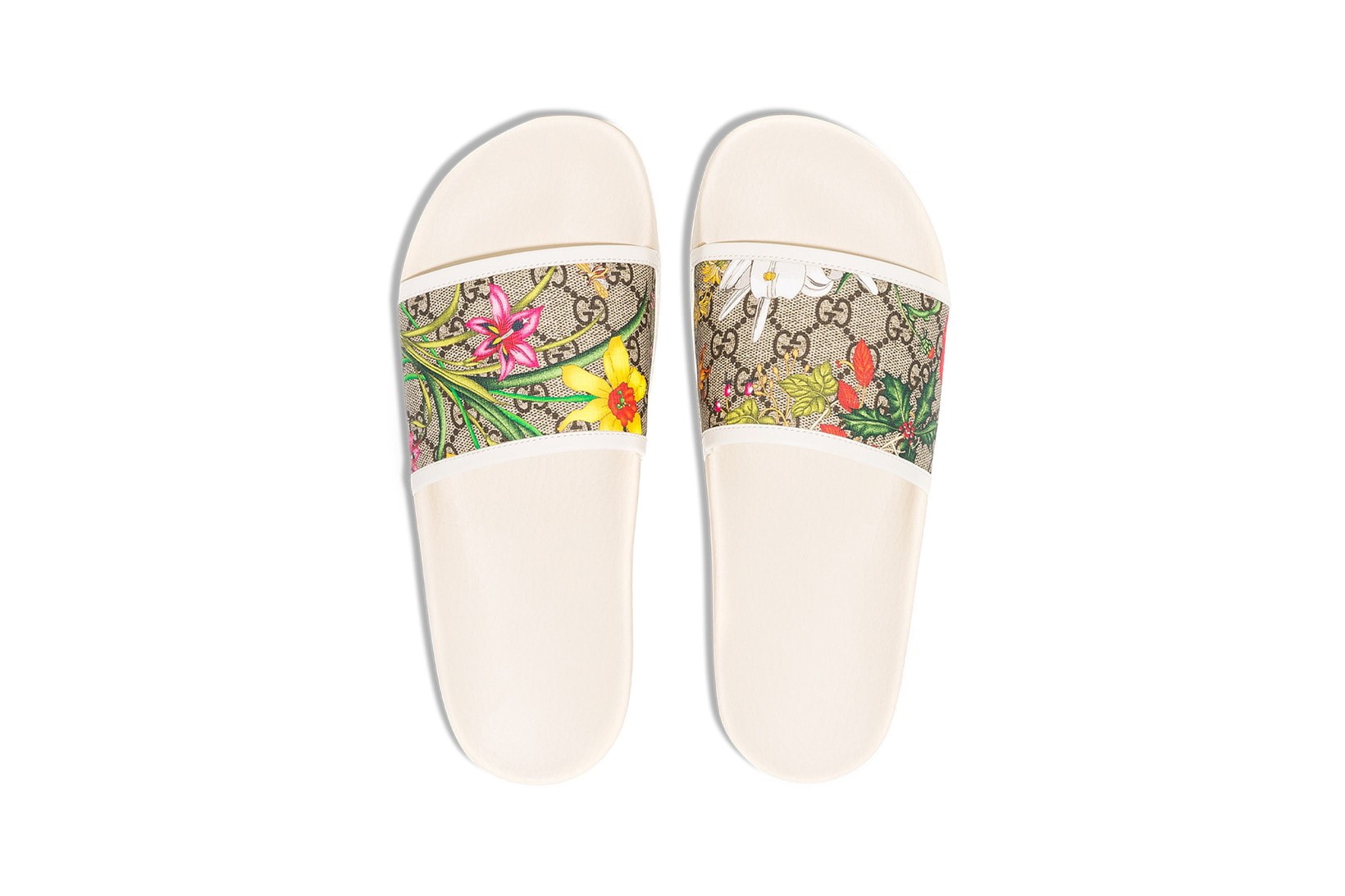 Gucci GG Flora Print Slides Release Info sandals slippers alessandro michele browns monogram footwear