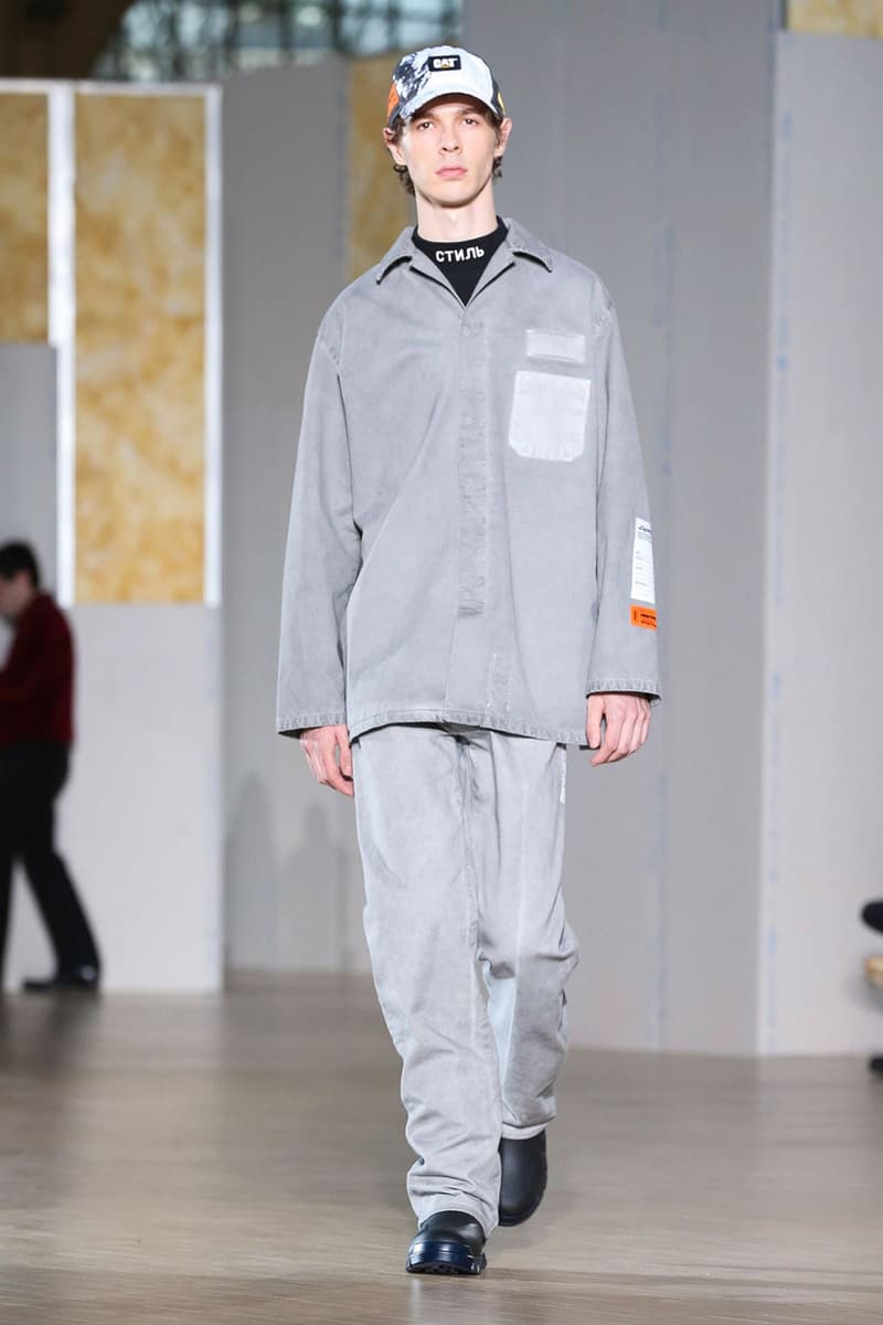 Heron Preston Fall/Winter 2020 Collection runway show paris fashion week menswear womenswear pfw fw20 caterpillar collaboration cat