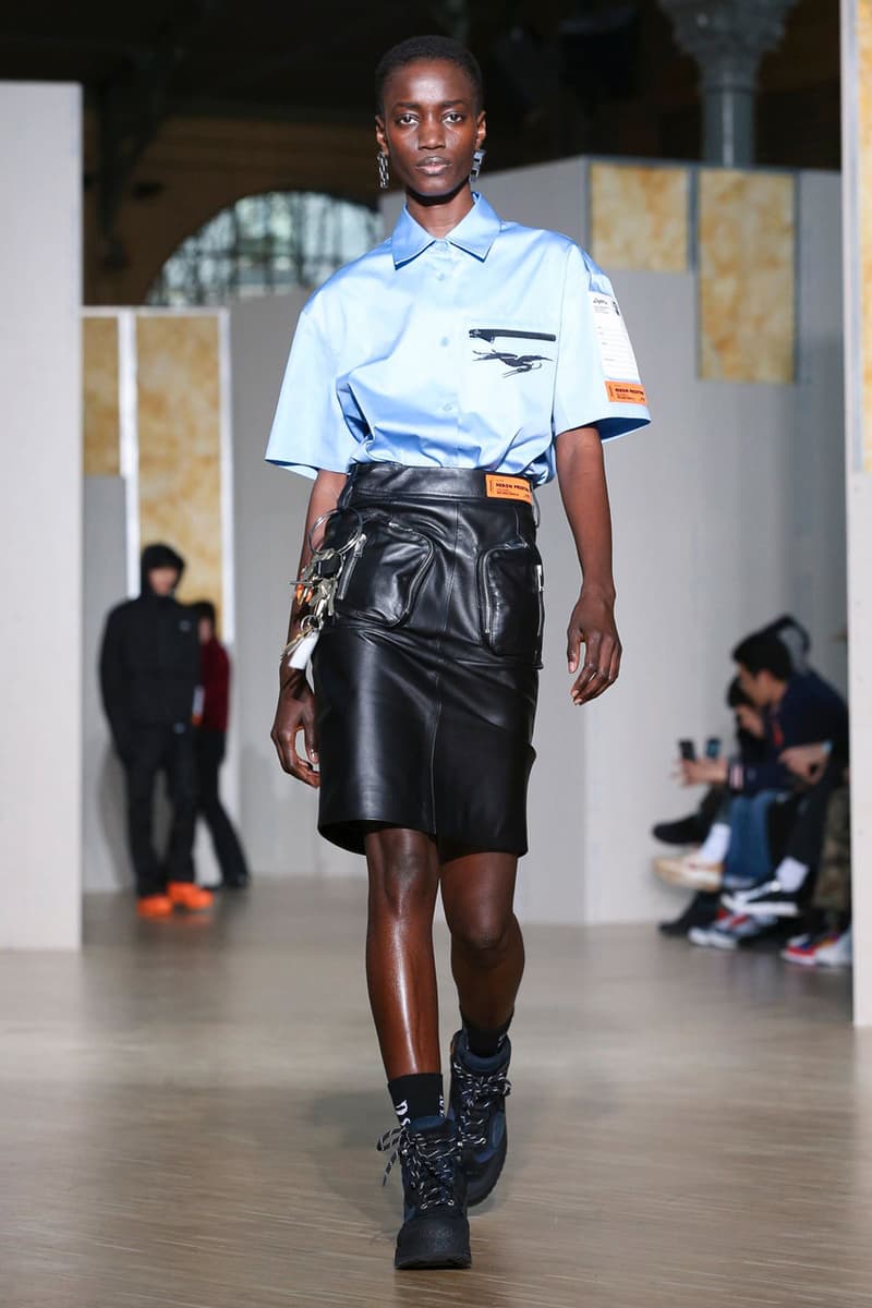 Heron Preston Fall/Winter 2020 Collection runway show paris fashion week menswear womenswear pfw fw20 caterpillar collaboration cat