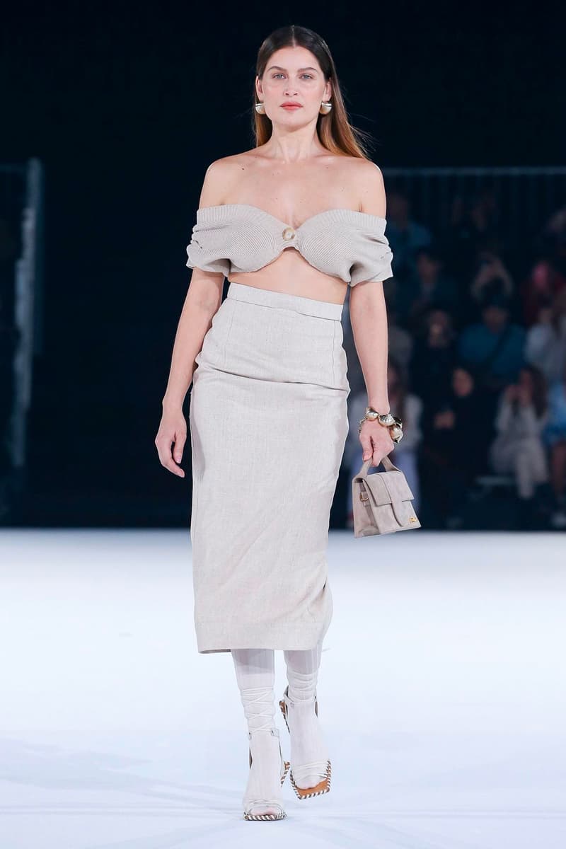 Jacquemus Fall Winter 2020 Collection Runway Paris Fashion Week pfw co ed mens womens french parisian deconstrcuted olive drab minimal denim exagerrated Simon Porte Jacquemus