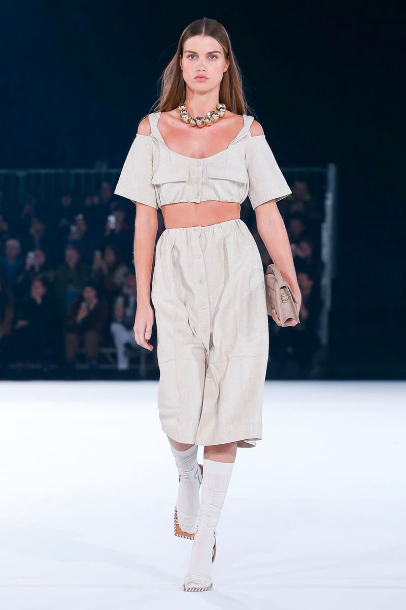 Jacquemus Fall Winter 2020 Collection Runway Paris Fashion Week pfw co ed mens womens french parisian deconstrcuted olive drab minimal denim exagerrated Simon Porte Jacquemus
