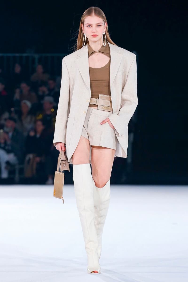 Jacquemus Fall Winter 2020 Collection Runway Paris Fashion Week pfw co ed mens womens french parisian deconstrcuted olive drab minimal denim exagerrated Simon Porte Jacquemus