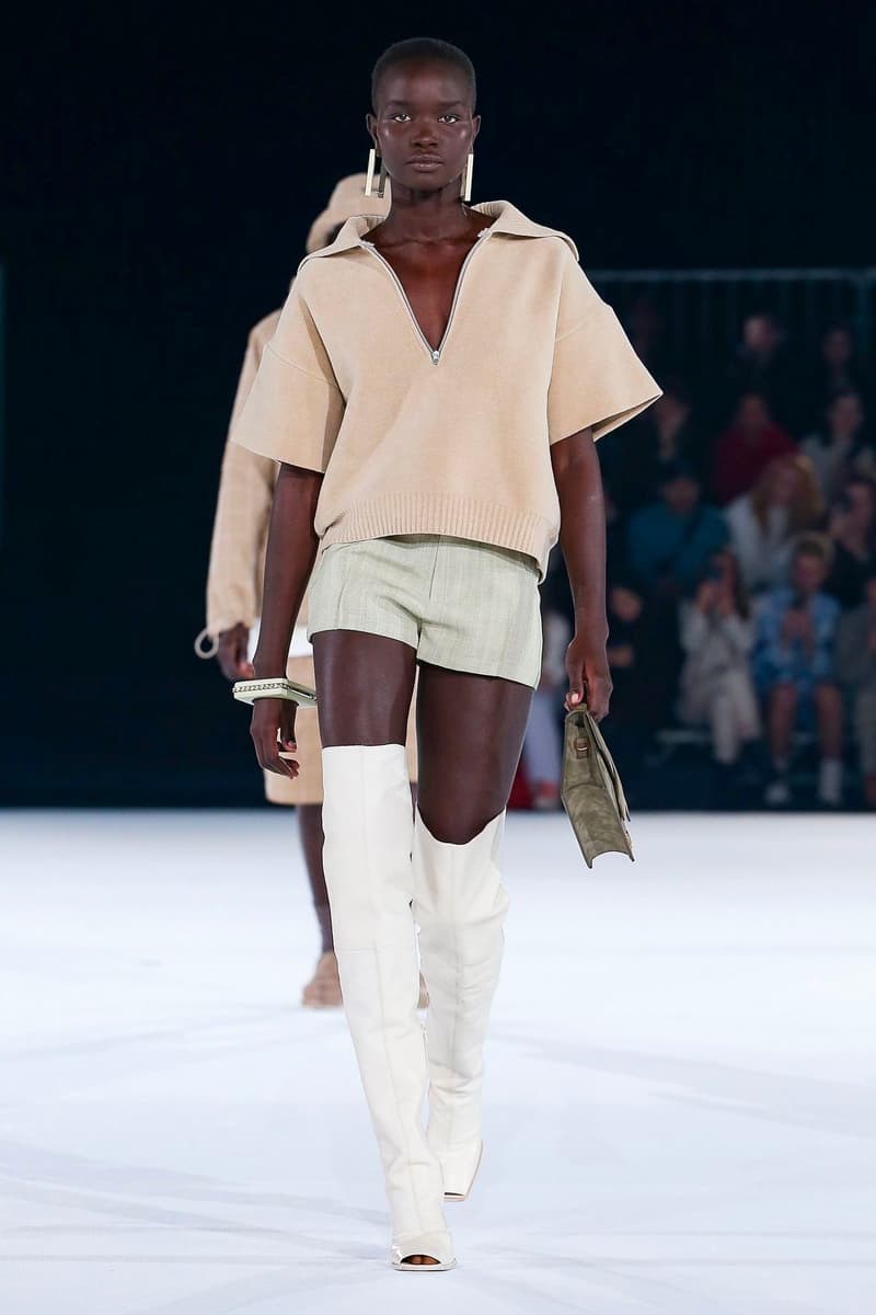 Jacquemus Fall Winter 2020 Collection Runway Paris Fashion Week pfw co ed mens womens french parisian deconstrcuted olive drab minimal denim exagerrated Simon Porte Jacquemus