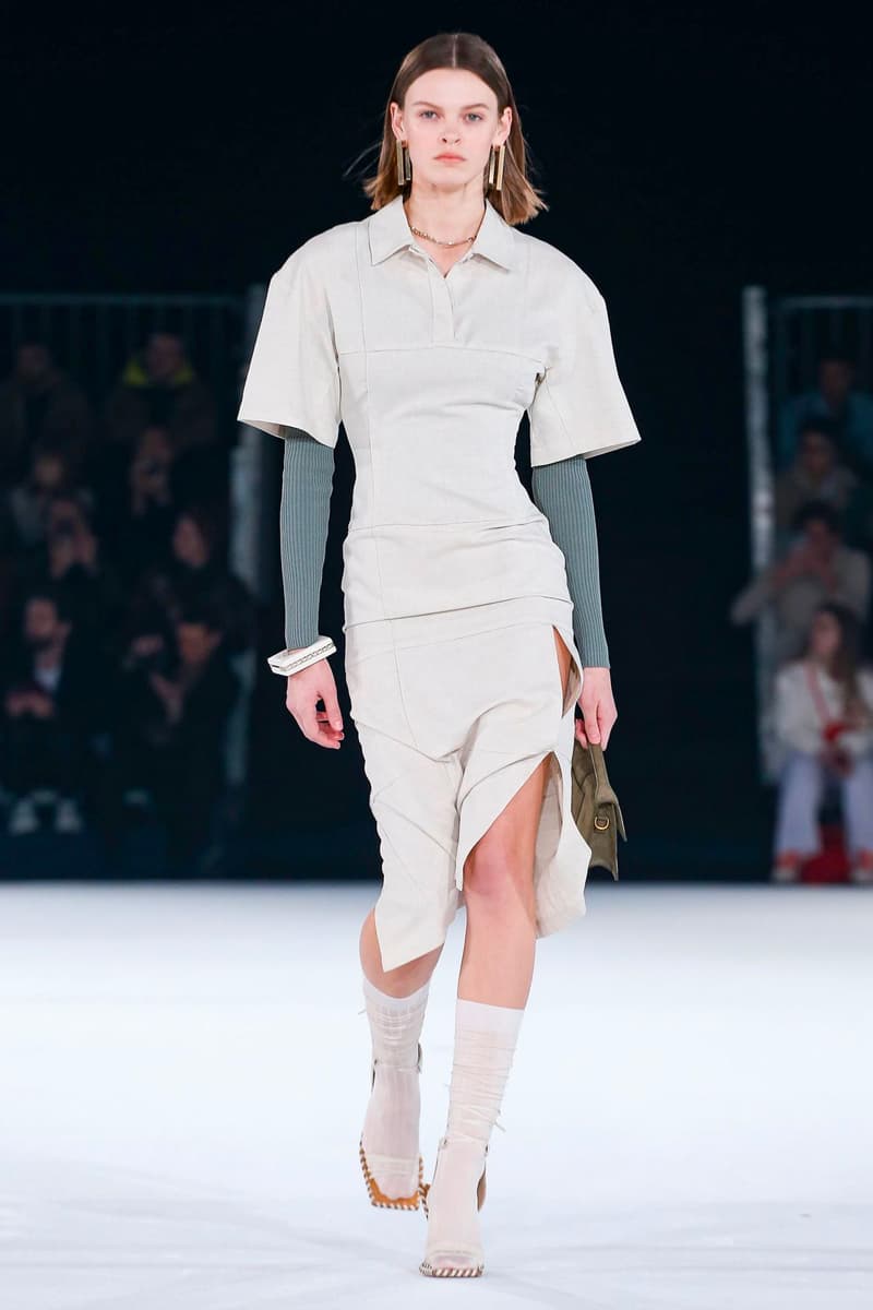 Jacquemus Fall Winter 2020 Collection Runway Paris Fashion Week pfw co ed mens womens french parisian deconstrcuted olive drab minimal denim exagerrated Simon Porte Jacquemus