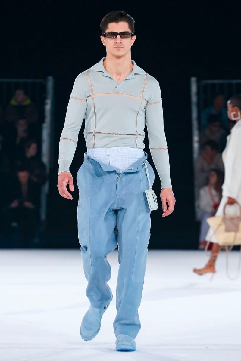 Jacquemus Fall Winter 2020 Collection Runway Paris Fashion Week pfw co ed mens womens french parisian deconstrcuted olive drab minimal denim exagerrated Simon Porte Jacquemus