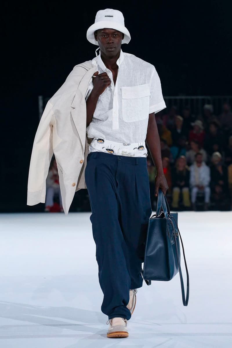 Jacquemus Fall Winter 2020 Collection Runway Paris Fashion Week pfw co ed mens womens french parisian deconstrcuted olive drab minimal denim exagerrated Simon Porte Jacquemus