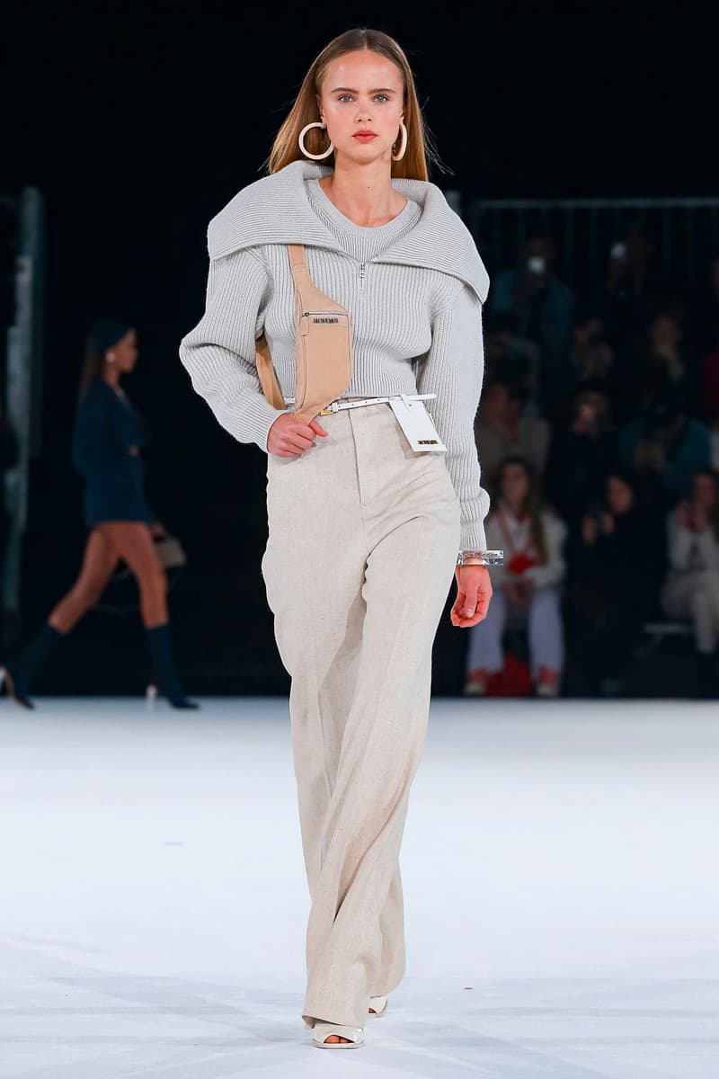 Jacquemus Fall Winter 2020 Collection Runway Paris Fashion Week pfw co ed mens womens french parisian deconstrcuted olive drab minimal denim exagerrated Simon Porte Jacquemus