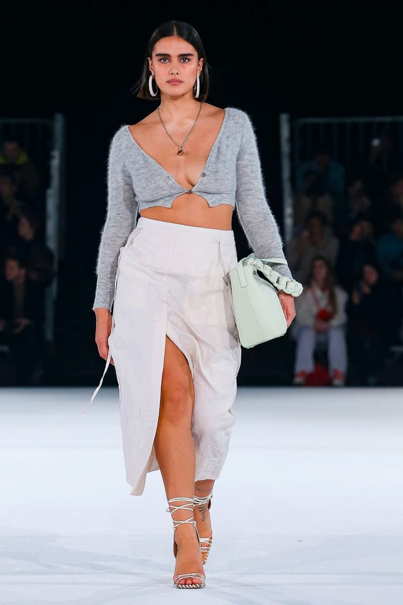 Jacquemus Fall Winter 2020 Collection Runway Paris Fashion Week pfw co ed mens womens french parisian deconstrcuted olive drab minimal denim exagerrated Simon Porte Jacquemus