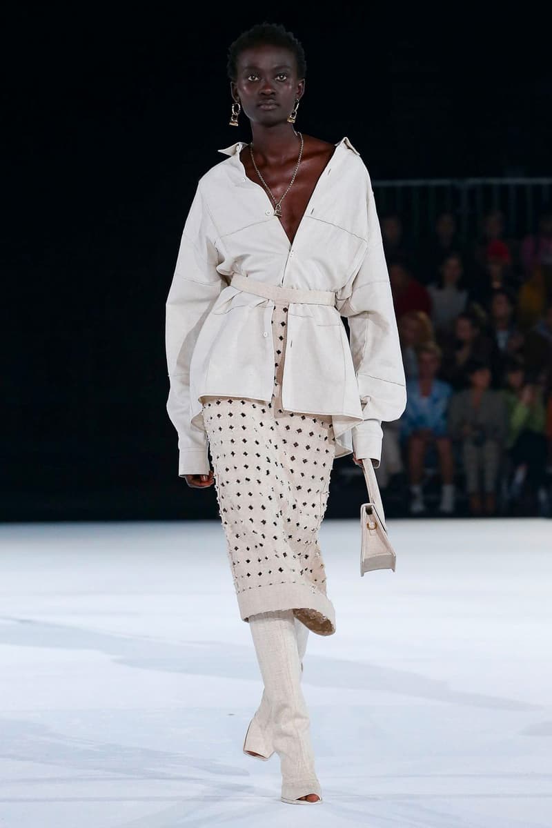 Jacquemus Fall Winter 2020 Collection Runway Paris Fashion Week pfw co ed mens womens french parisian deconstrcuted olive drab minimal denim exagerrated Simon Porte Jacquemus
