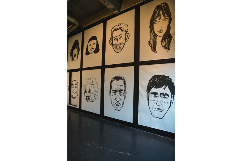 Jean Jullien & Yué Wu "Face to Face" Exhibition Point Éphémère Portraits Black White Han Solo Chewbacca Keith Haring Grace Jones 
