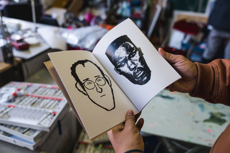 Jean Jullien & Yué Wu "Face to Face" Exhibition Point Éphémère Portraits Black White Han Solo Chewbacca Keith Haring Grace Jones