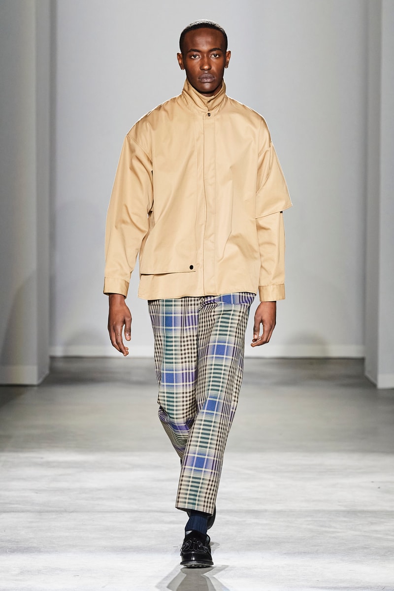 JIEDA Fall/Winter 2020 Collection Milan Men's Fashion Week Runway Presentation Trousers Blazers Coats Jackets Hoodies Vests Plaid Gingham Acid-Wash Knitwear Hiroyuki Fujita