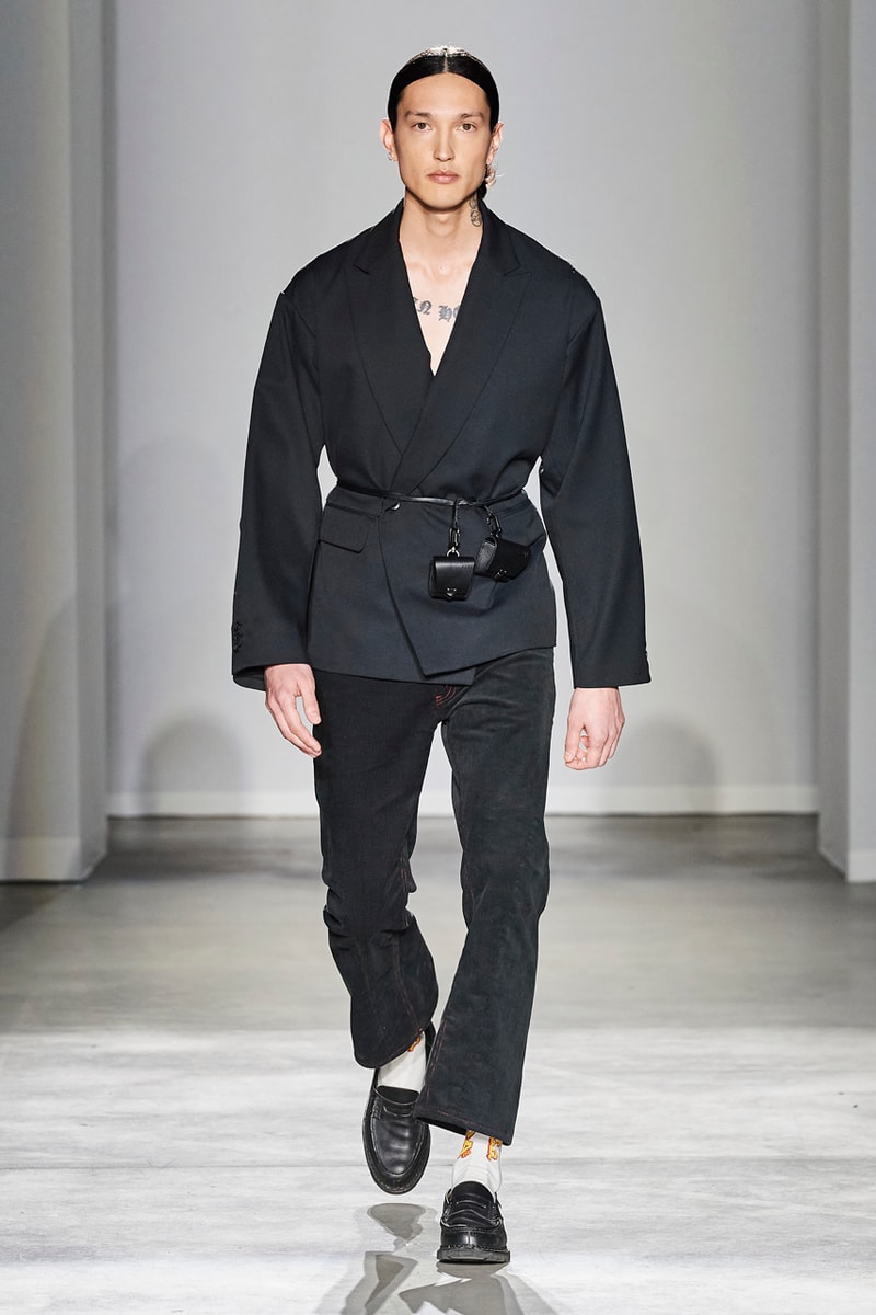 JIEDA Fall/Winter 2020 Collection Milan Men's Fashion Week Runway Presentation Trousers Blazers Coats Jackets Hoodies Vests Plaid Gingham Acid-Wash Knitwear Hiroyuki Fujita