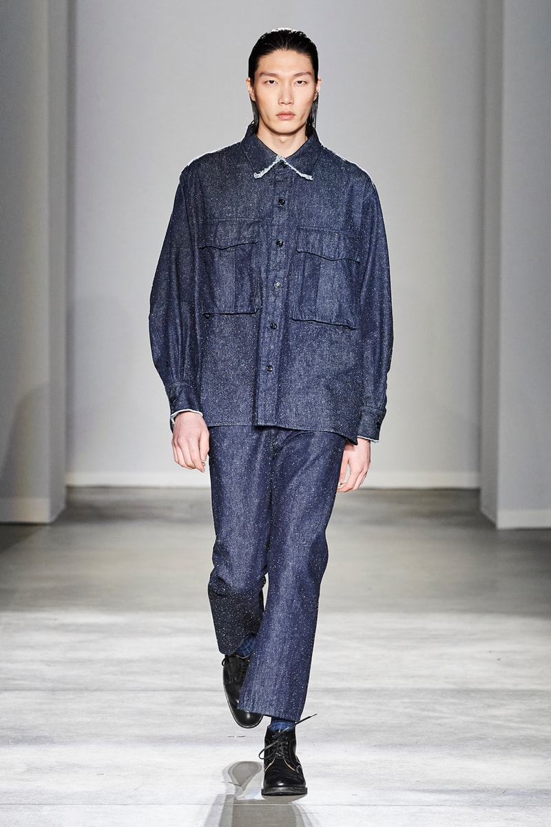 JIEDA Fall/Winter 2020 Collection Milan Men's Fashion Week Runway Presentation Trousers Blazers Coats Jackets Hoodies Vests Plaid Gingham Acid-Wash Knitwear Hiroyuki Fujita