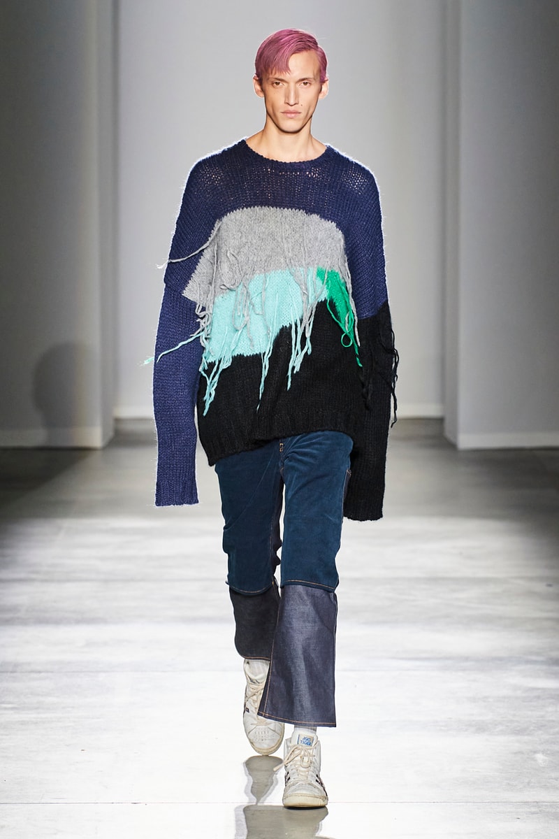 JIEDA Fall/Winter 2020 Collection Milan Men's Fashion Week Runway Presentation Trousers Blazers Coats Jackets Hoodies Vests Plaid Gingham Acid-Wash Knitwear Hiroyuki Fujita