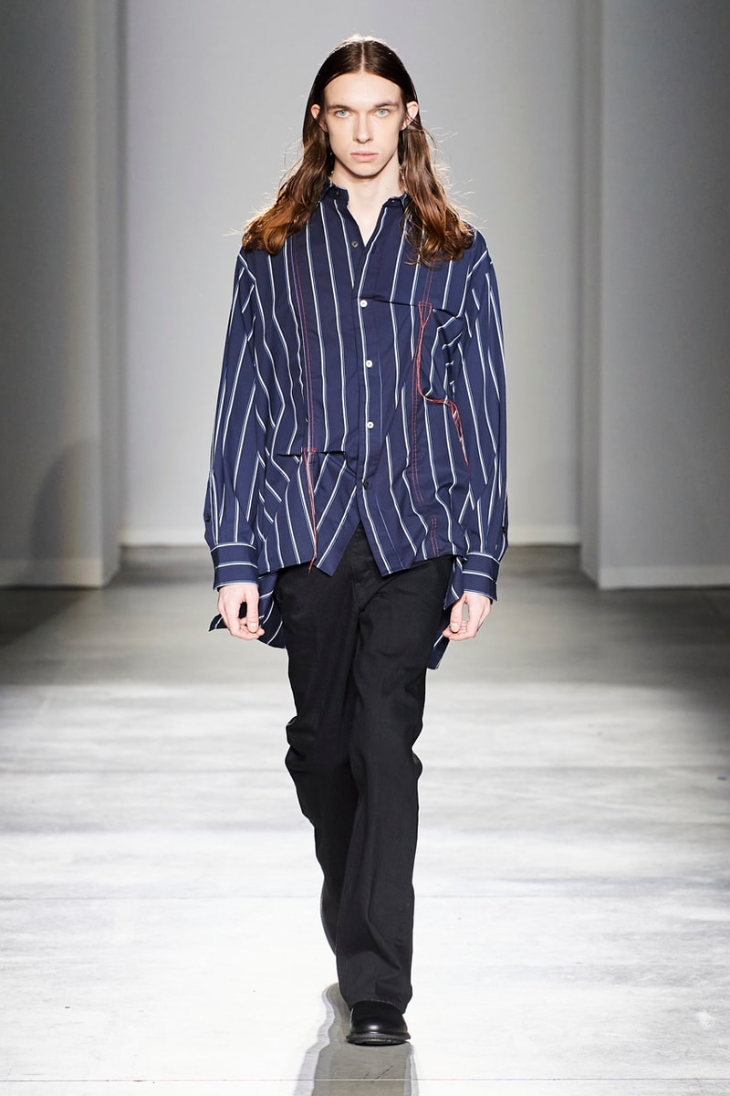 JIEDA Fall/Winter 2020 Collection Milan Men's Fashion Week Runway Presentation Trousers Blazers Coats Jackets Hoodies Vests Plaid Gingham Acid-Wash Knitwear Hiroyuki Fujita