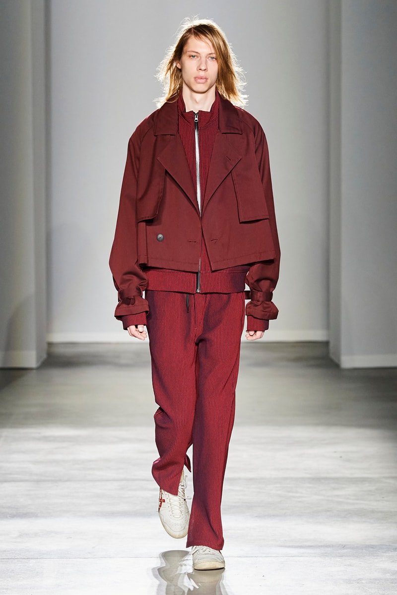 JIEDA Fall/Winter 2020 Collection Milan Men's Fashion Week Runway Presentation Trousers Blazers Coats Jackets Hoodies Vests Plaid Gingham Acid-Wash Knitwear Hiroyuki Fujita