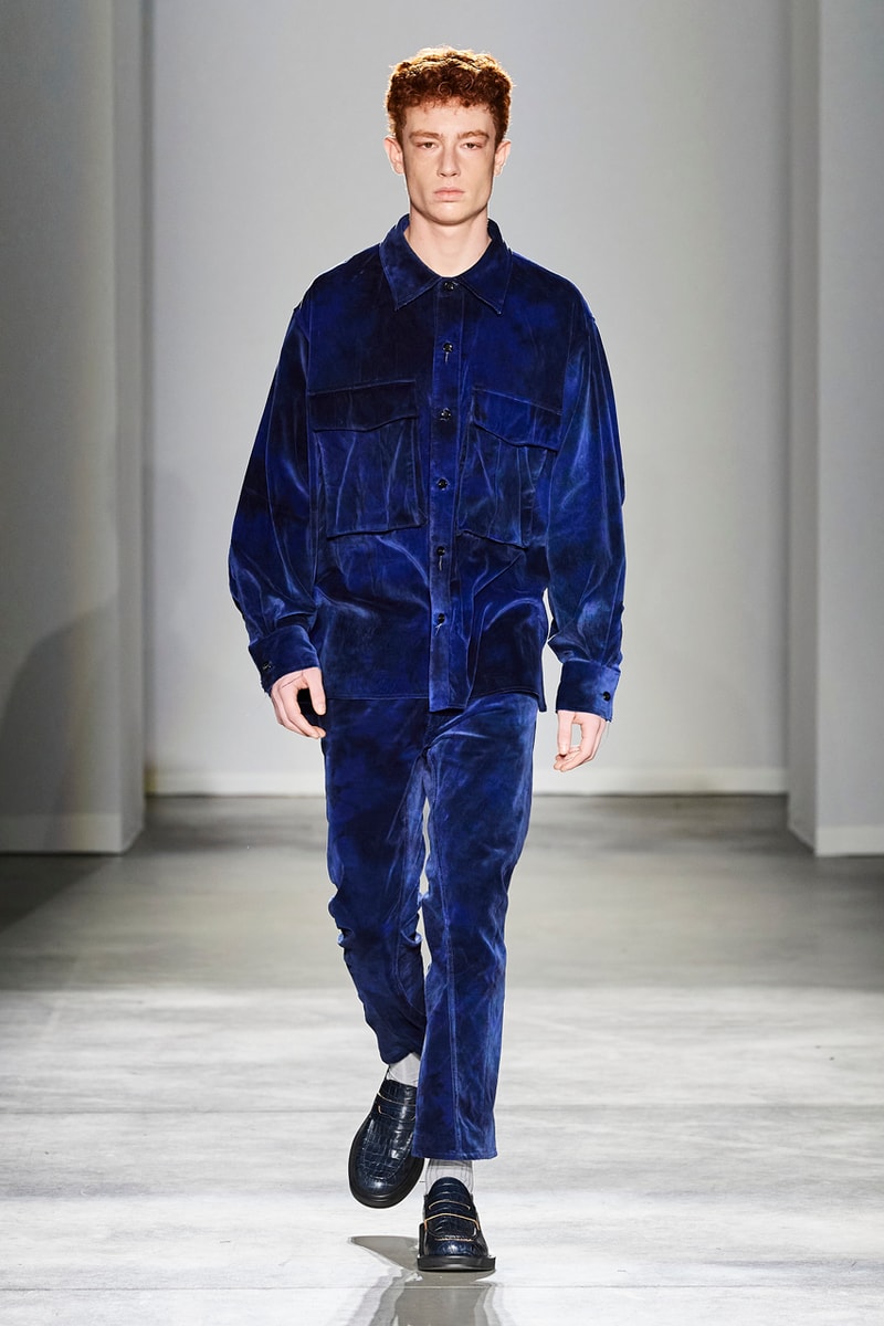 JIEDA Fall/Winter 2020 Collection Milan Men's Fashion Week Runway Presentation Trousers Blazers Coats Jackets Hoodies Vests Plaid Gingham Acid-Wash Knitwear Hiroyuki Fujita