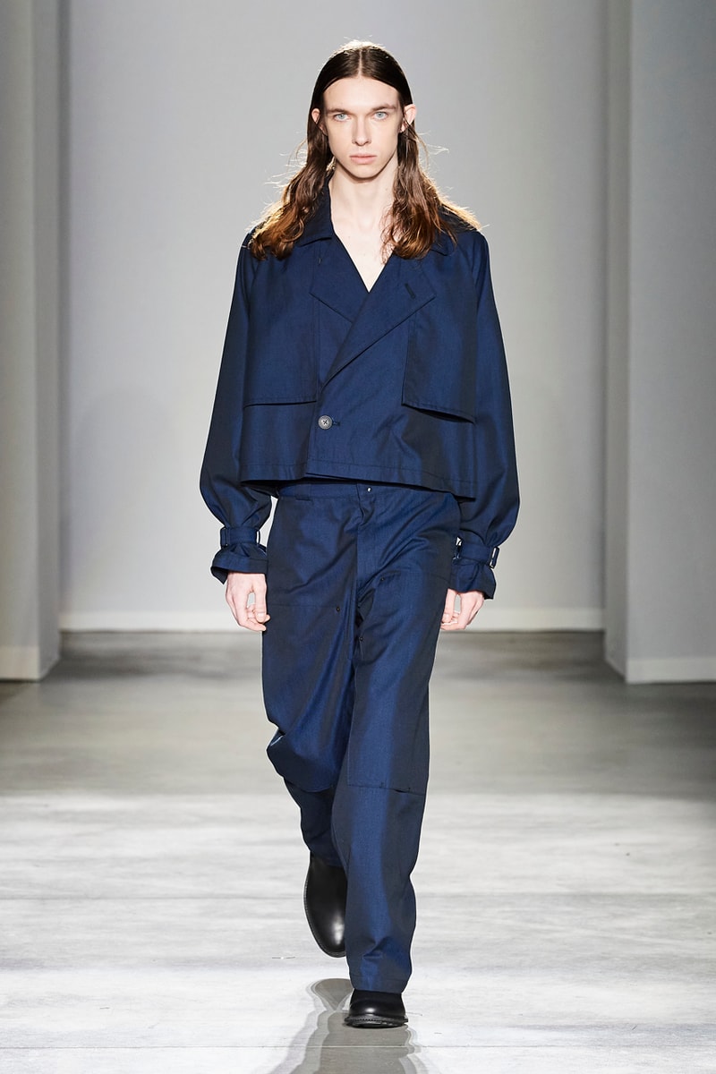 JIEDA Fall/Winter 2020 Collection Milan Men's Fashion Week Runway Presentation Trousers Blazers Coats Jackets Hoodies Vests Plaid Gingham Acid-Wash Knitwear Hiroyuki Fujita