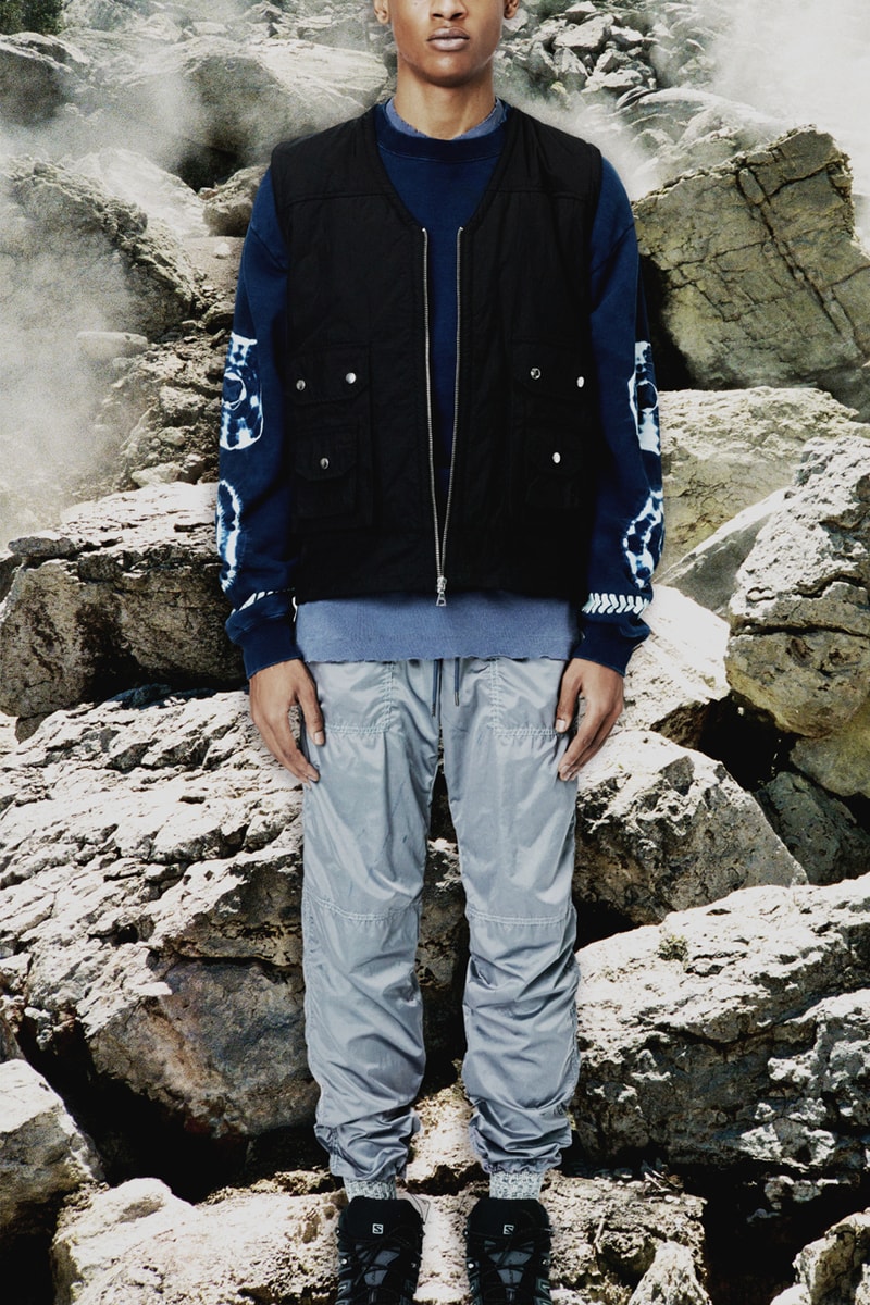 John Elliott Fall/Winter 2020 Lookbook Collection Jackets Coats Vests Trousers Shorts Shirts Hoodies Knitwear Leather Denim Butterflies Trout Indigo Shibori