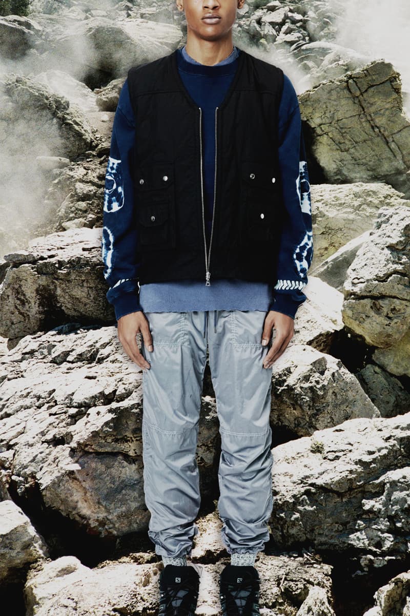 John Elliott Fall/Winter 2020 Lookbook Collection Jackets Coats Vests Trousers Shorts Shirts Hoodies Knitwear Leather Denim Butterflies Trout Indigo Shibori