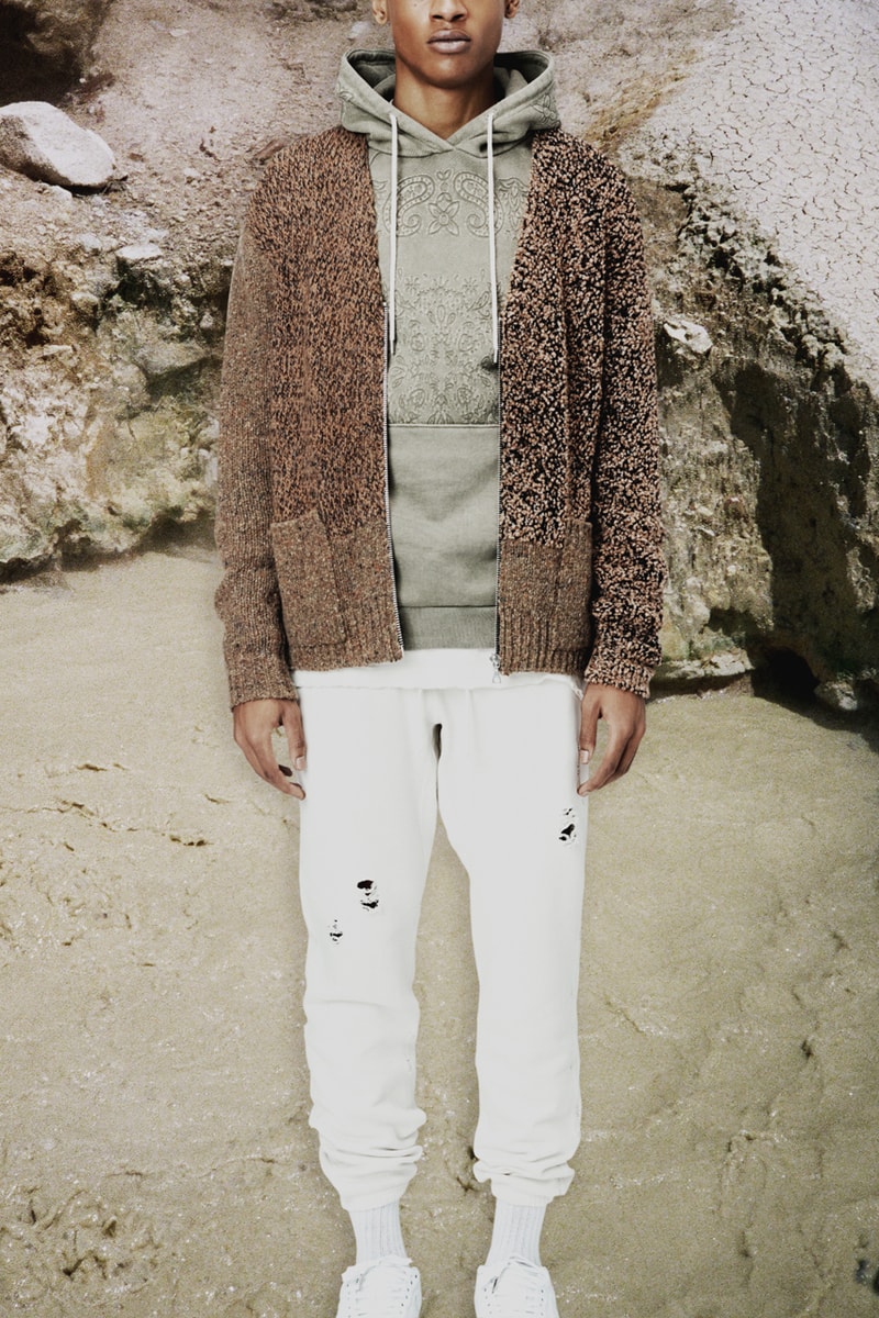John Elliott Fall/Winter 2020 Lookbook Collection Jackets Coats Vests Trousers Shorts Shirts Hoodies Knitwear Leather Denim Butterflies Trout Indigo Shibori