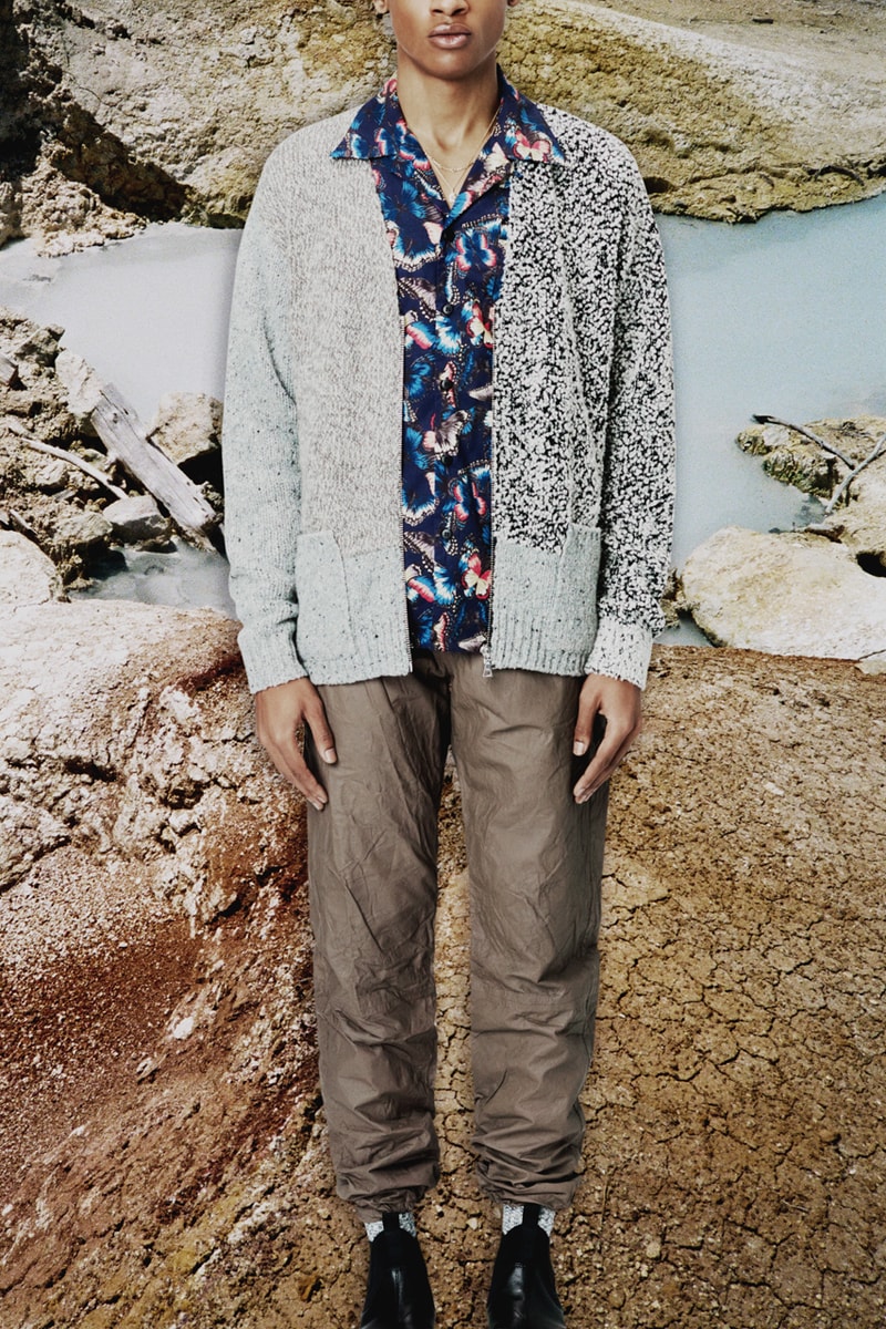 John Elliott Fall/Winter 2020 Lookbook Collection Jackets Coats Vests Trousers Shorts Shirts Hoodies Knitwear Leather Denim Butterflies Trout Indigo Shibori