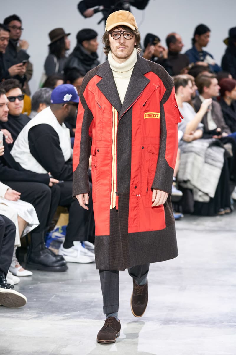 junya watanabe man fall winter 2020 mens collection runway show paris fashion week classico theme italian racing collaborations brooks brothers levis canada goose carhartt pirelli moto guzzi