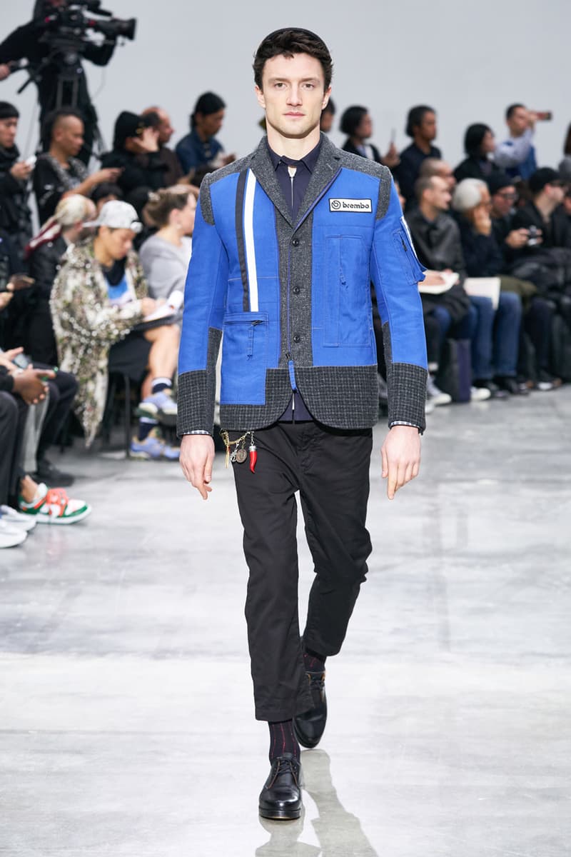 junya watanabe man fall winter 2020 mens collection runway show paris fashion week classico theme italian racing collaborations brooks brothers levis canada goose carhartt pirelli moto guzzi