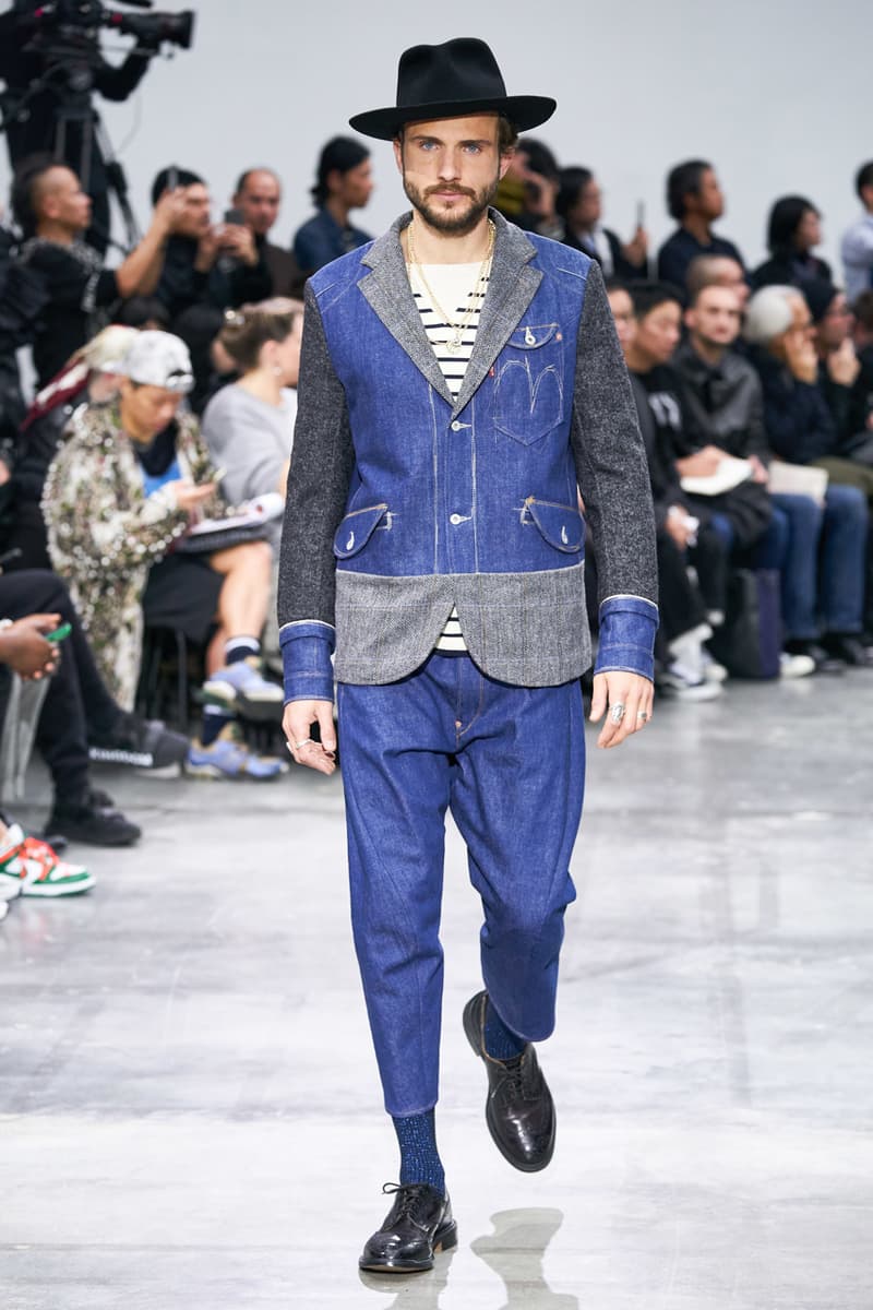junya watanabe man fall winter 2020 mens collection runway show paris fashion week classico theme italian racing collaborations brooks brothers levis canada goose carhartt pirelli moto guzzi