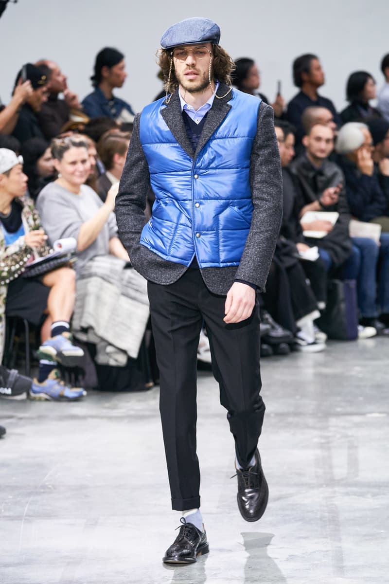 junya watanabe man fall winter 2020 mens collection runway show paris fashion week classico theme italian racing collaborations brooks brothers levis canada goose carhartt pirelli moto guzzi