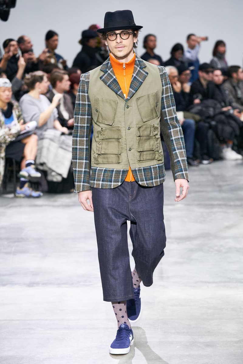 junya watanabe man fall winter 2020 mens collection runway show paris fashion week classico theme italian racing collaborations brooks brothers levis canada goose carhartt pirelli moto guzzi