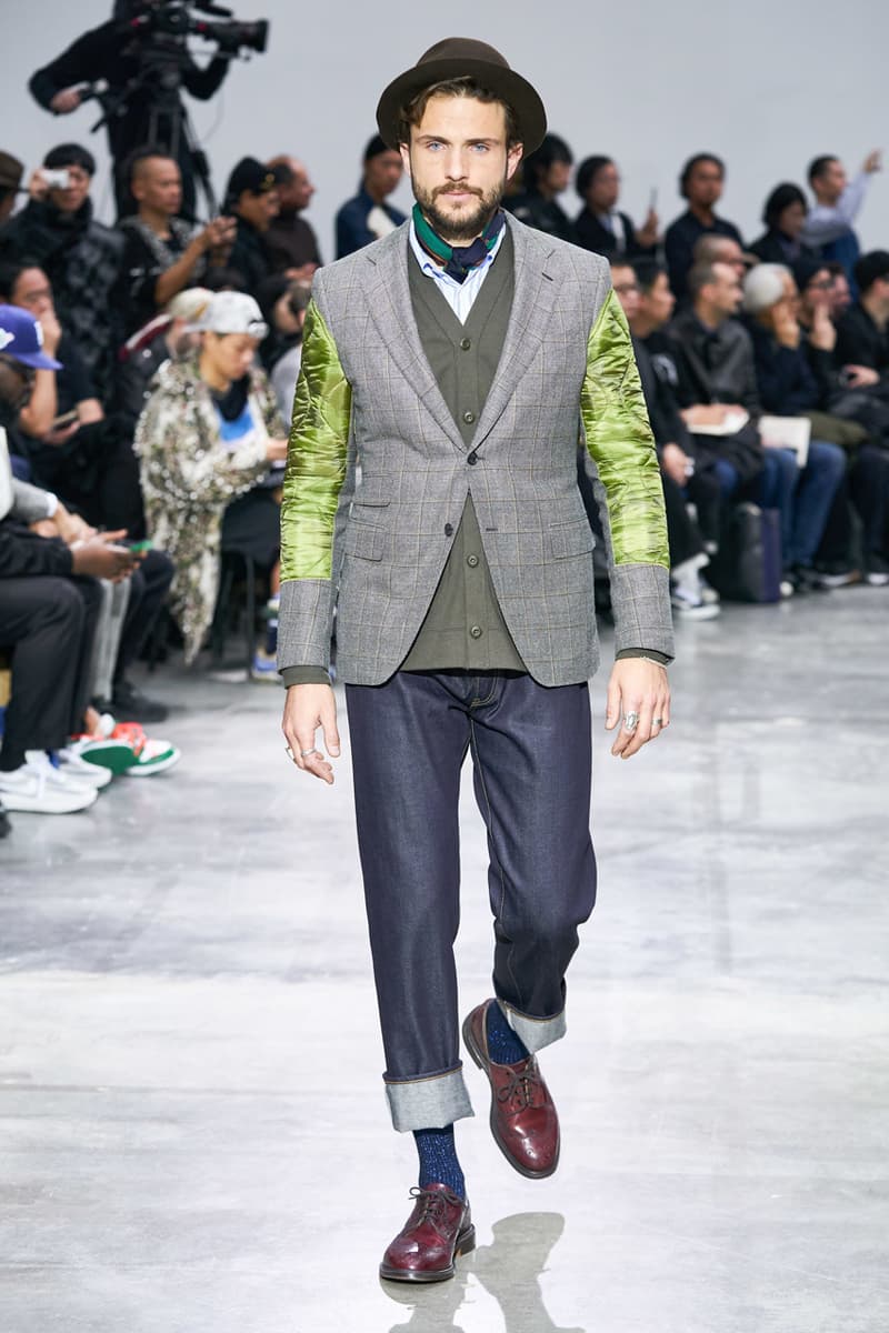 junya watanabe man fall winter 2020 mens collection runway show paris fashion week classico theme italian racing collaborations brooks brothers levis canada goose carhartt pirelli moto guzzi