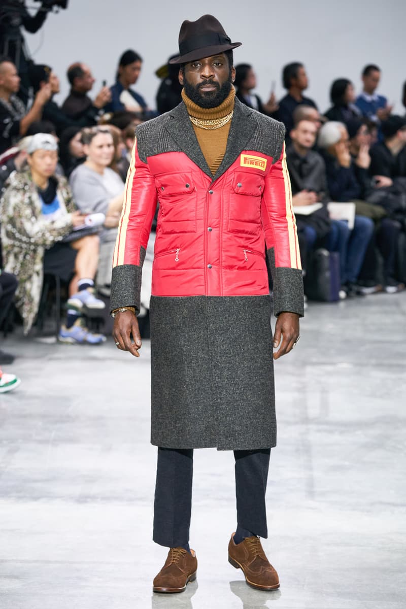junya watanabe man fall winter 2020 mens collection runway show paris fashion week classico theme italian racing collaborations brooks brothers levis canada goose carhartt pirelli moto guzzi