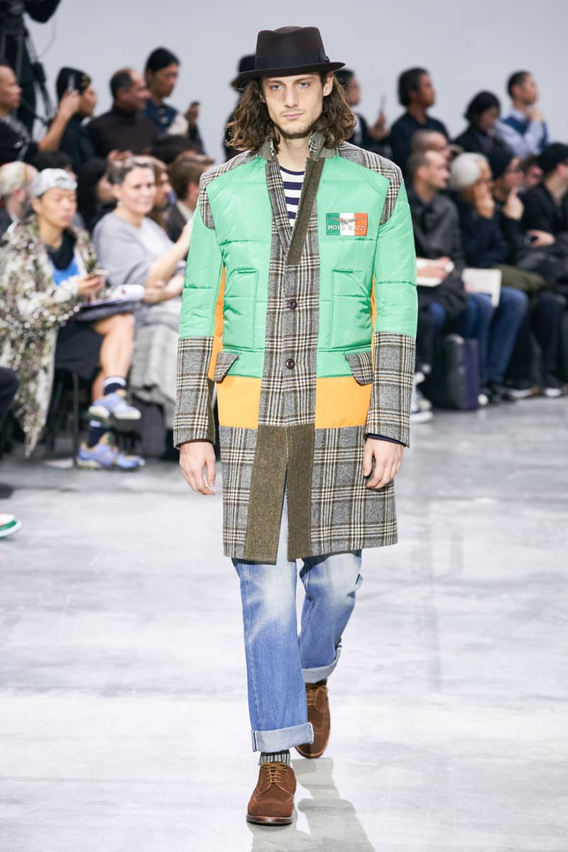 junya watanabe man fall winter 2020 mens collection runway show paris fashion week classico theme italian racing collaborations brooks brothers levis canada goose carhartt pirelli moto guzzi