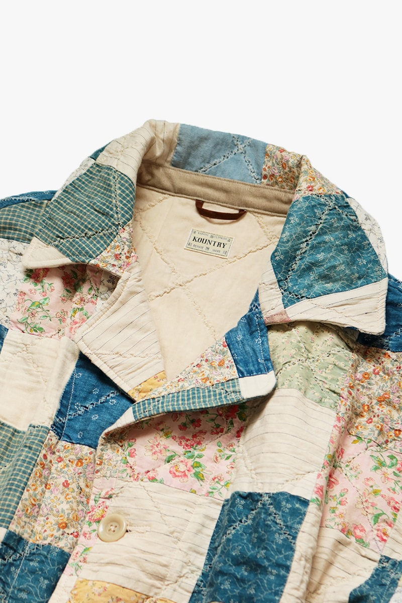 KAPITAL American Quilts Nylon Trench Coat Hospital jacket spring summer 2020 collection japanese kiro hirata victorian indigo floral pin stripes denim batted padded single vent